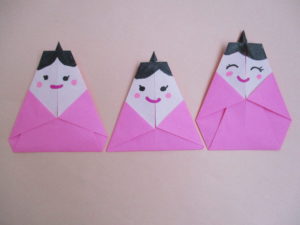 折り紙でひな祭り 三人官女の簡単な折り方2種類 立ち雛 座り雛