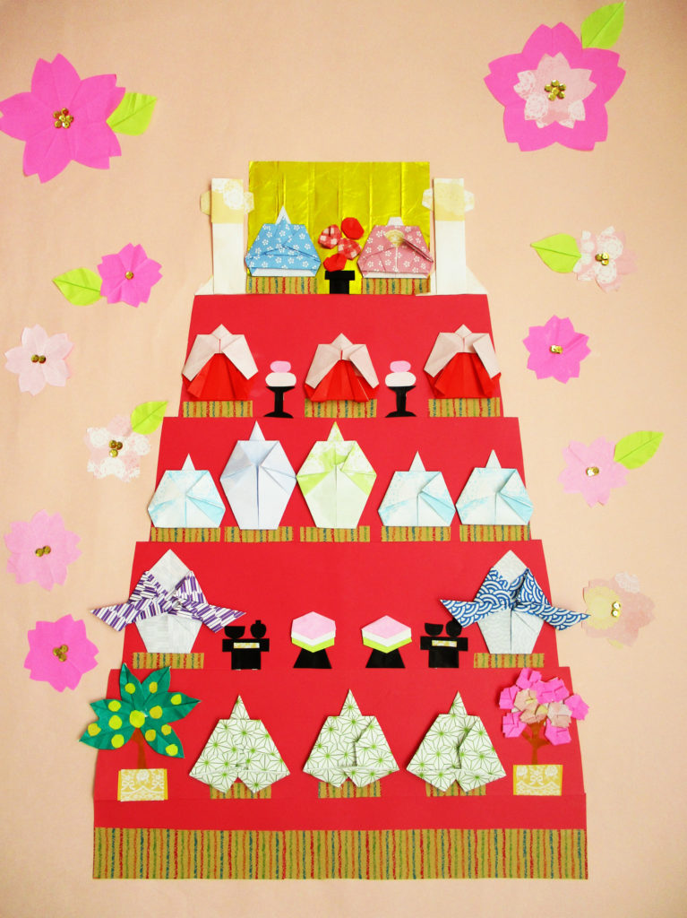 ひな祭り折り紙の簡単な折り方 子どもでもかわいい5段飾りが作れます